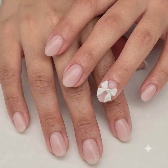 Medium Oval Light Pink with 3D Pink Bow — Coquette Nails