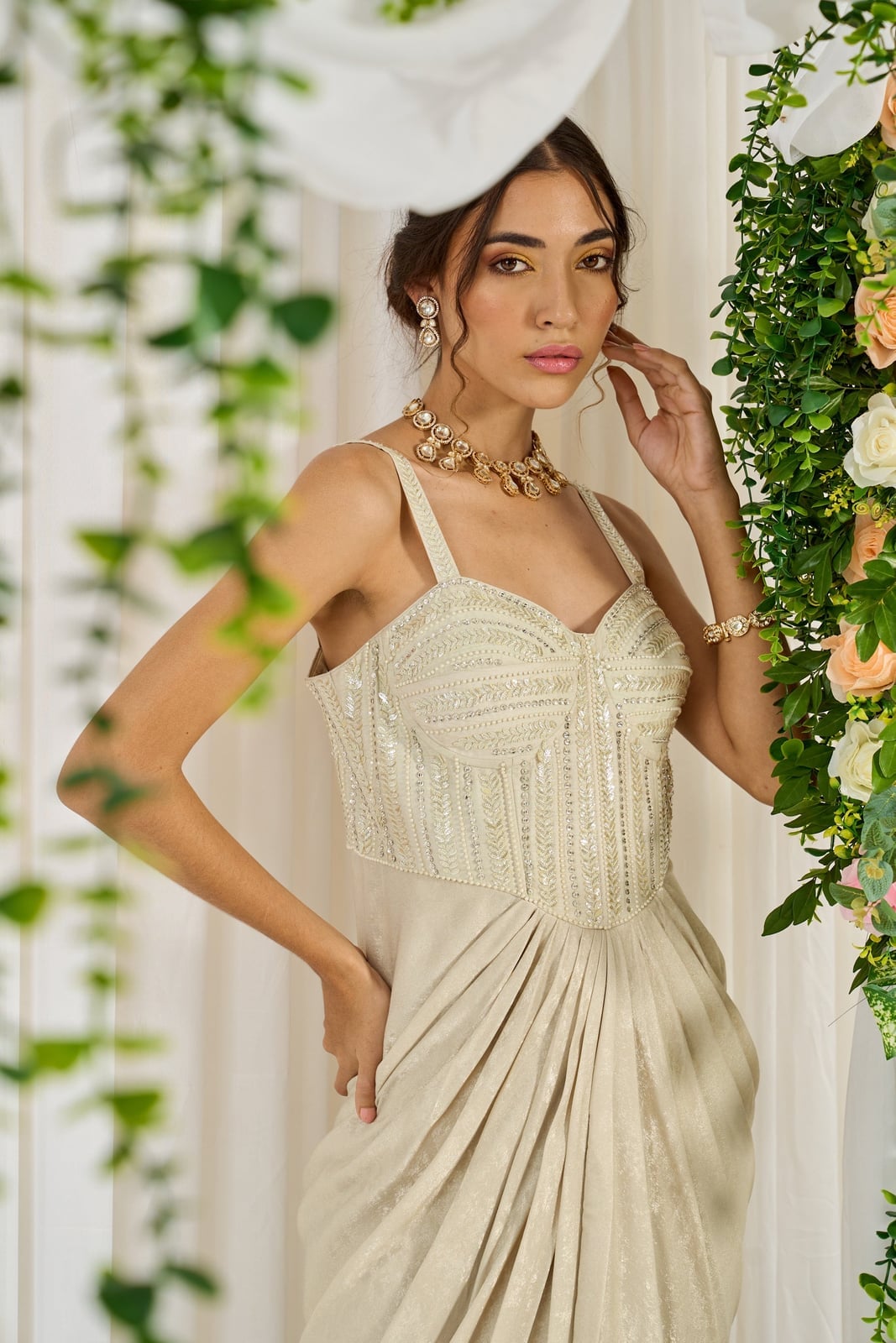 Ivory Corset Dress with Gold Embellishments Ivory Corset Dress with Gold Embellishments — Corset Dresses