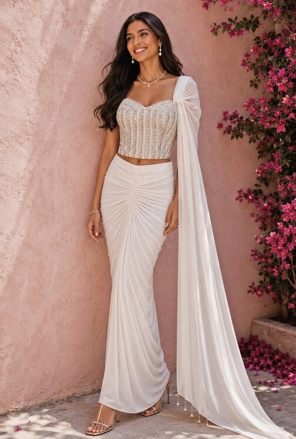 Beaded Corset with Ruched Silk Skirt Beaded Corset with Ruched Silk Skirt — Corset Outfits