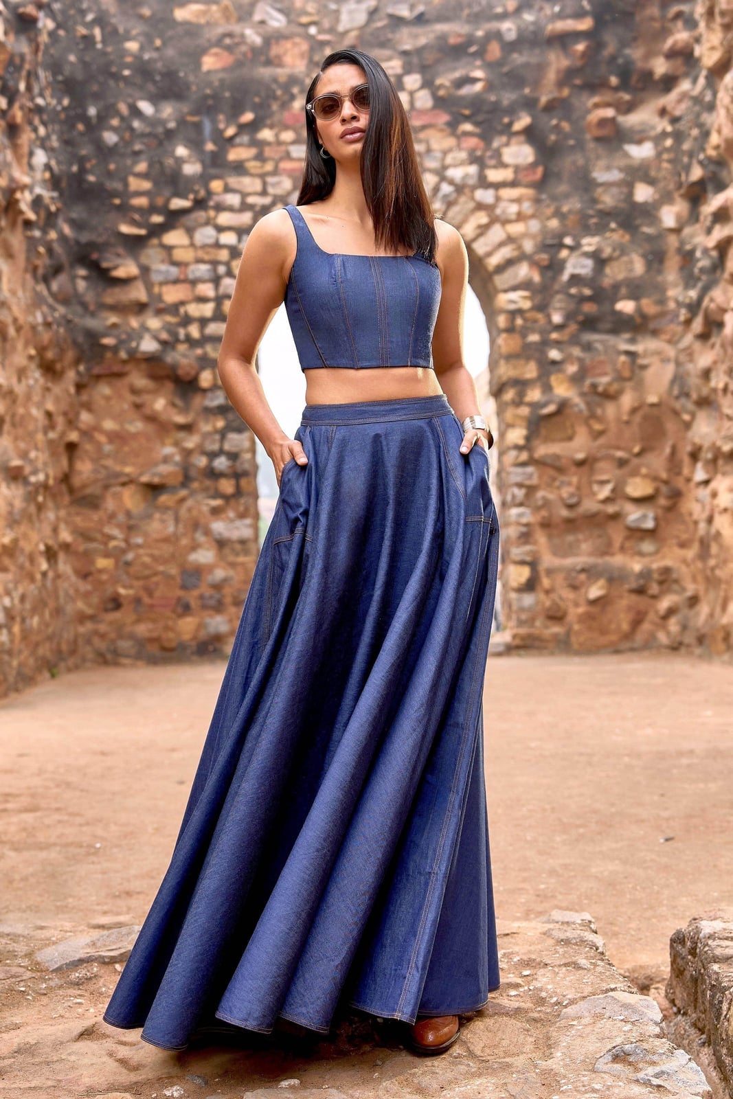 Denim Corset with Matching Maxi Skirt Denim Corset with Matching Maxi Skirt — Corset Outfits