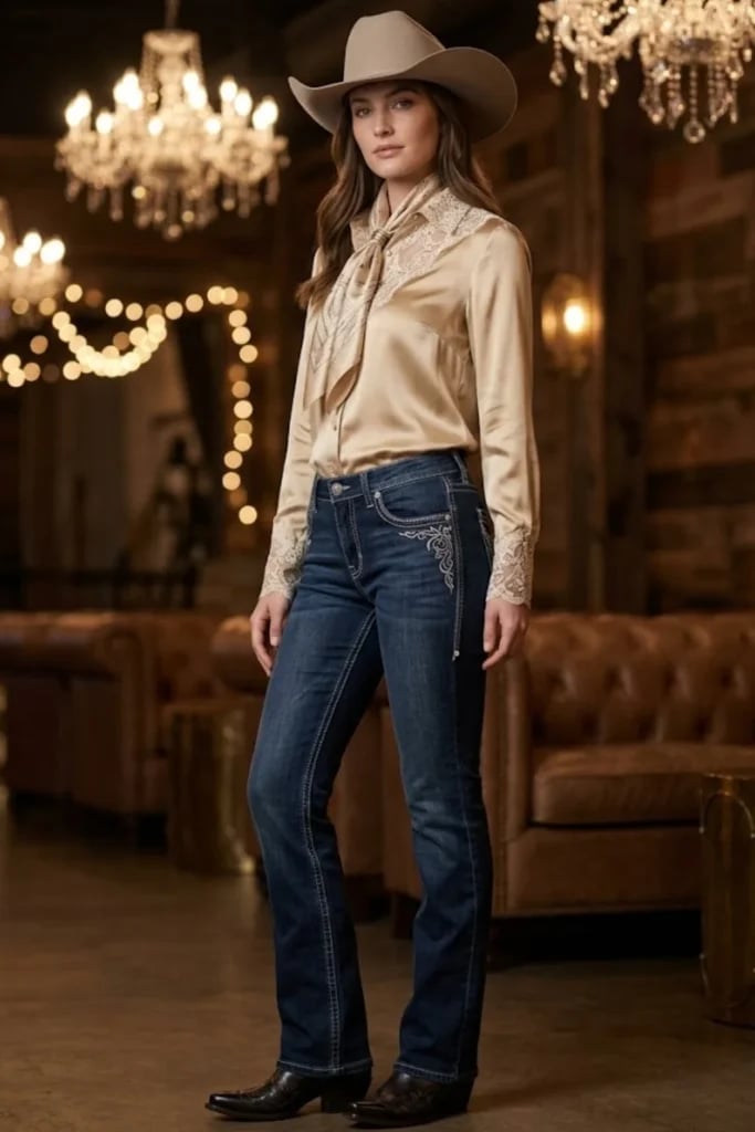 Satin Blouse and Bootcut Jeans — Cowgirl Outfits