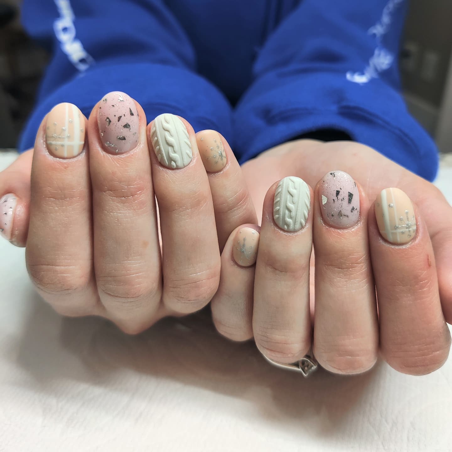 Cozy Cable Knit Neutral Christmas Nails
