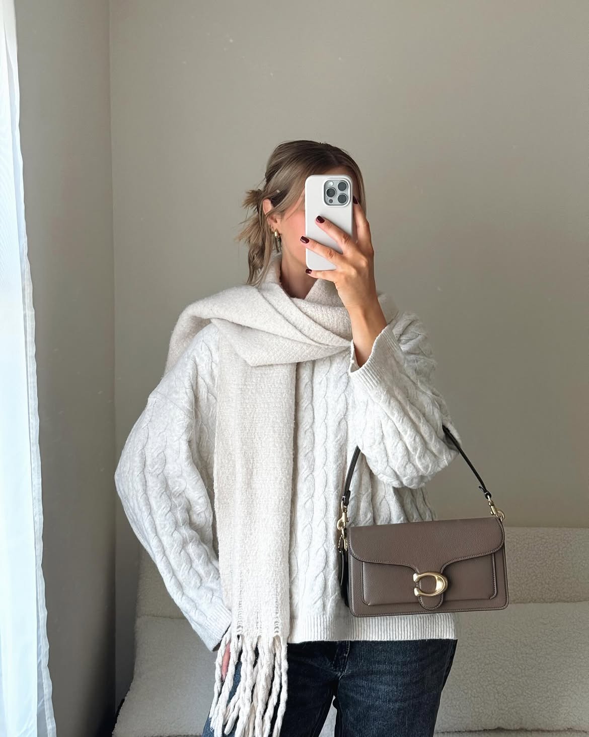Cozy Cream Cable Knit And Neutral Winter Layering