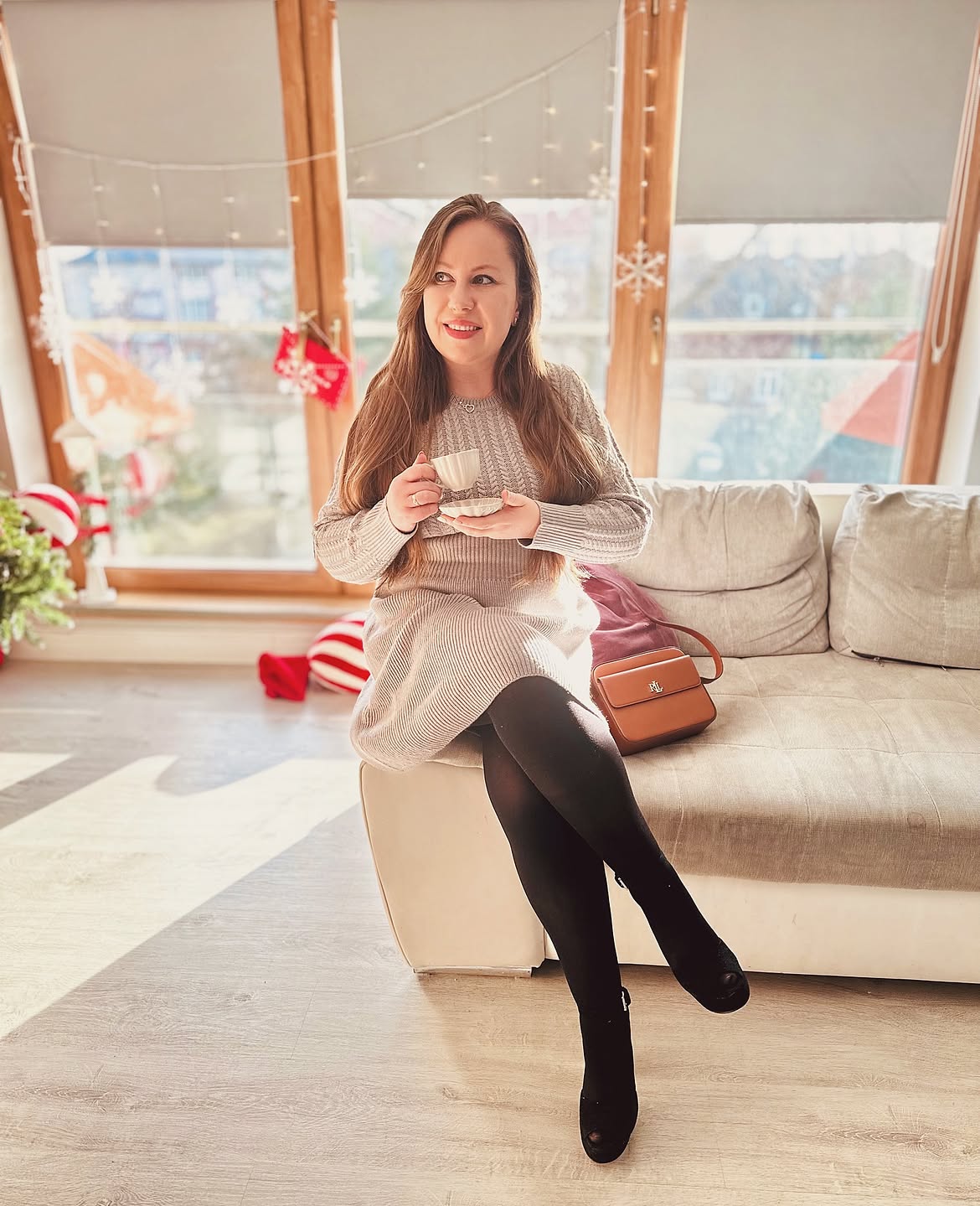 Cozy Knit Sweater Dress With Ankle Boots