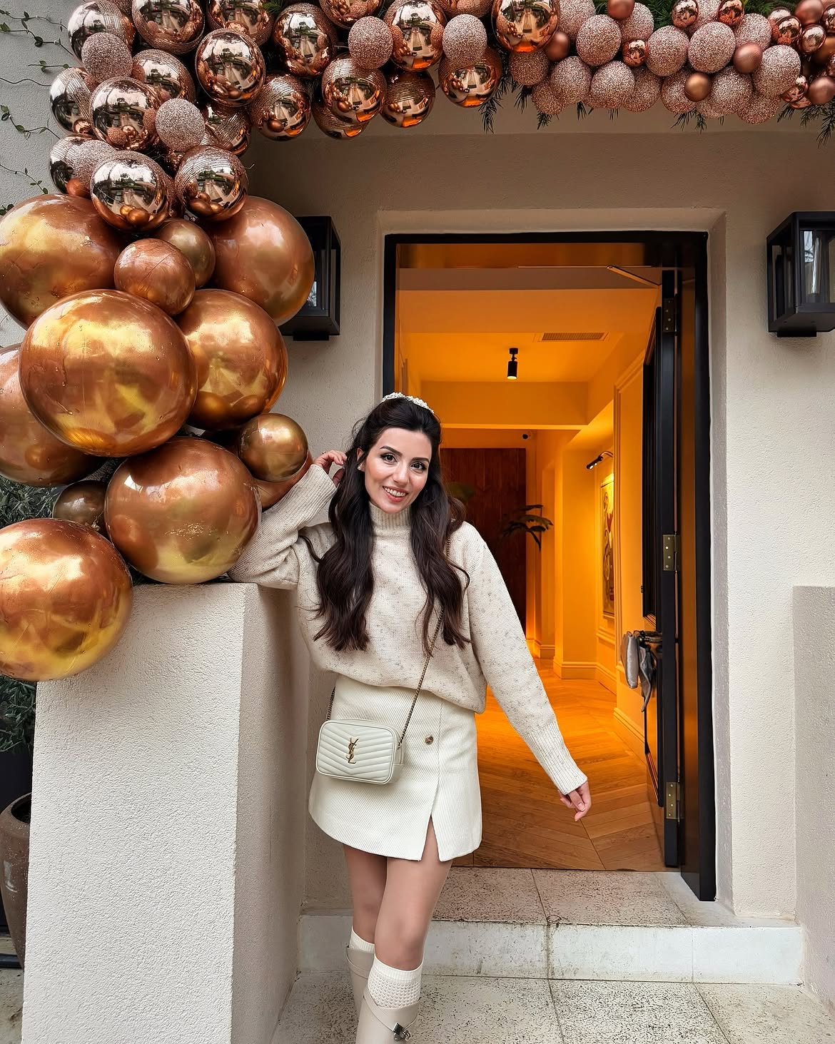 Cozy Knit Sweater With Mini Skirt and Boots