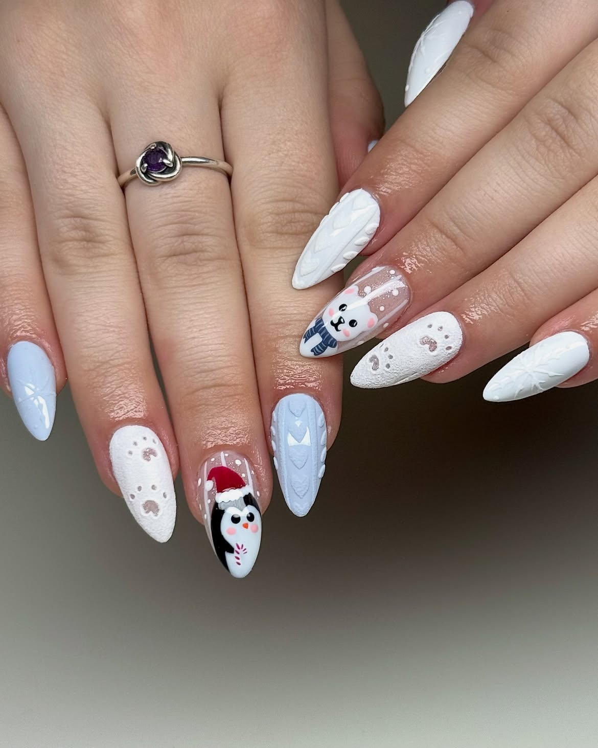 Cozy Penguin And Snowman Winter Sweater Nails