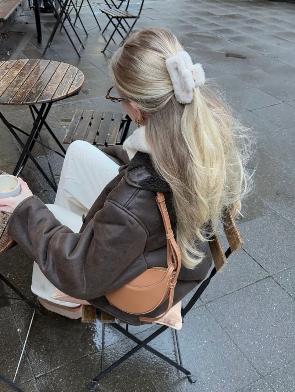 Cozy Teddy Claw Clip Winter Ponytail
