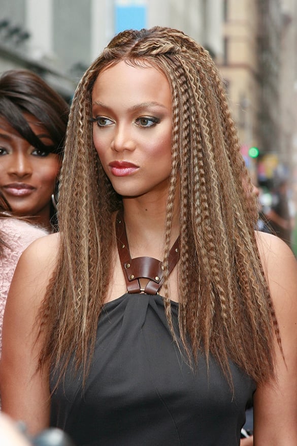 Thick Mid-Back Length Light Brown With Blonde Highlights Thick Mid-Back Length Light Brown With Blonde Highlights — Crimped Hair