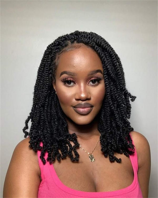 Collarbone Length Black Bob Twists — Crochet Hair