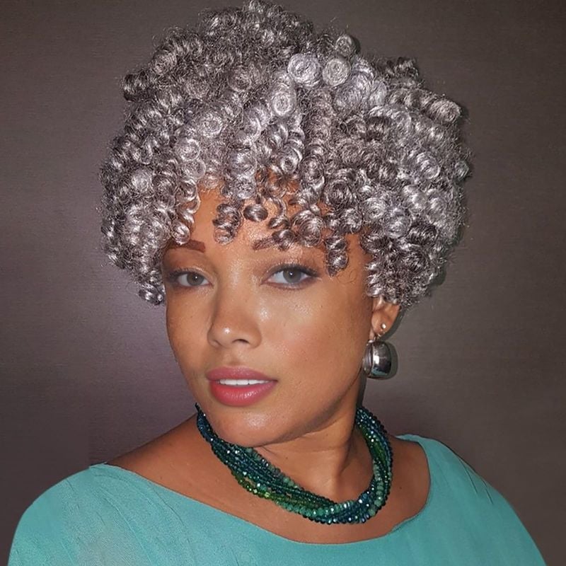 Chin Length Silver Gray Bob With Short Bangs — Crochet Hair