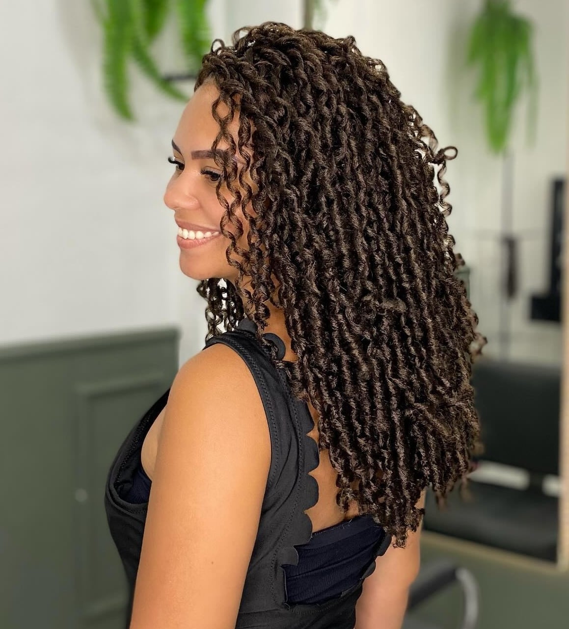 Shoulder Length Twisted Locs, Curly — Crochet Hair