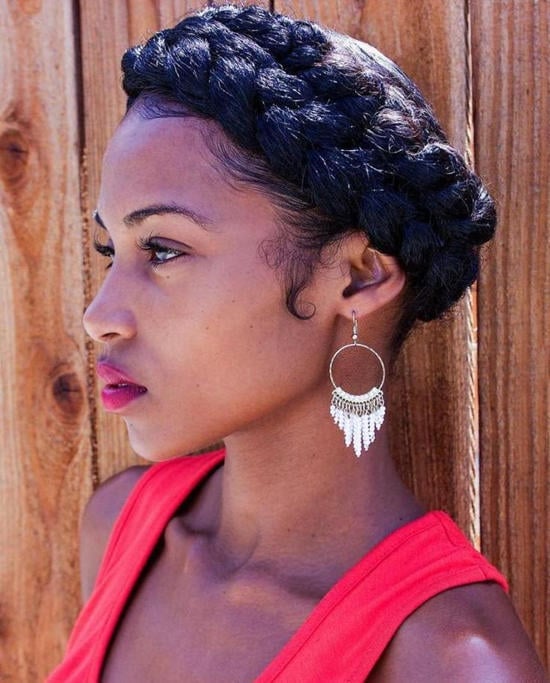 Mid-Back Thick Wavy Black Crown Braid Mid-Back Thick Wavy Black Crown Braid