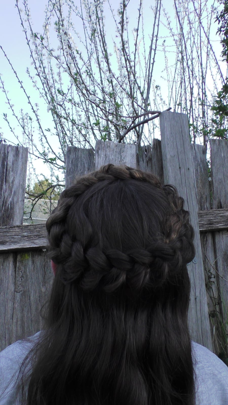 Mid-Back Thick Wavy Dark Brown Crown Braid, Everyday Version Mid-Back Thick Wavy Dark Brown Crown Braid, Everyday Version