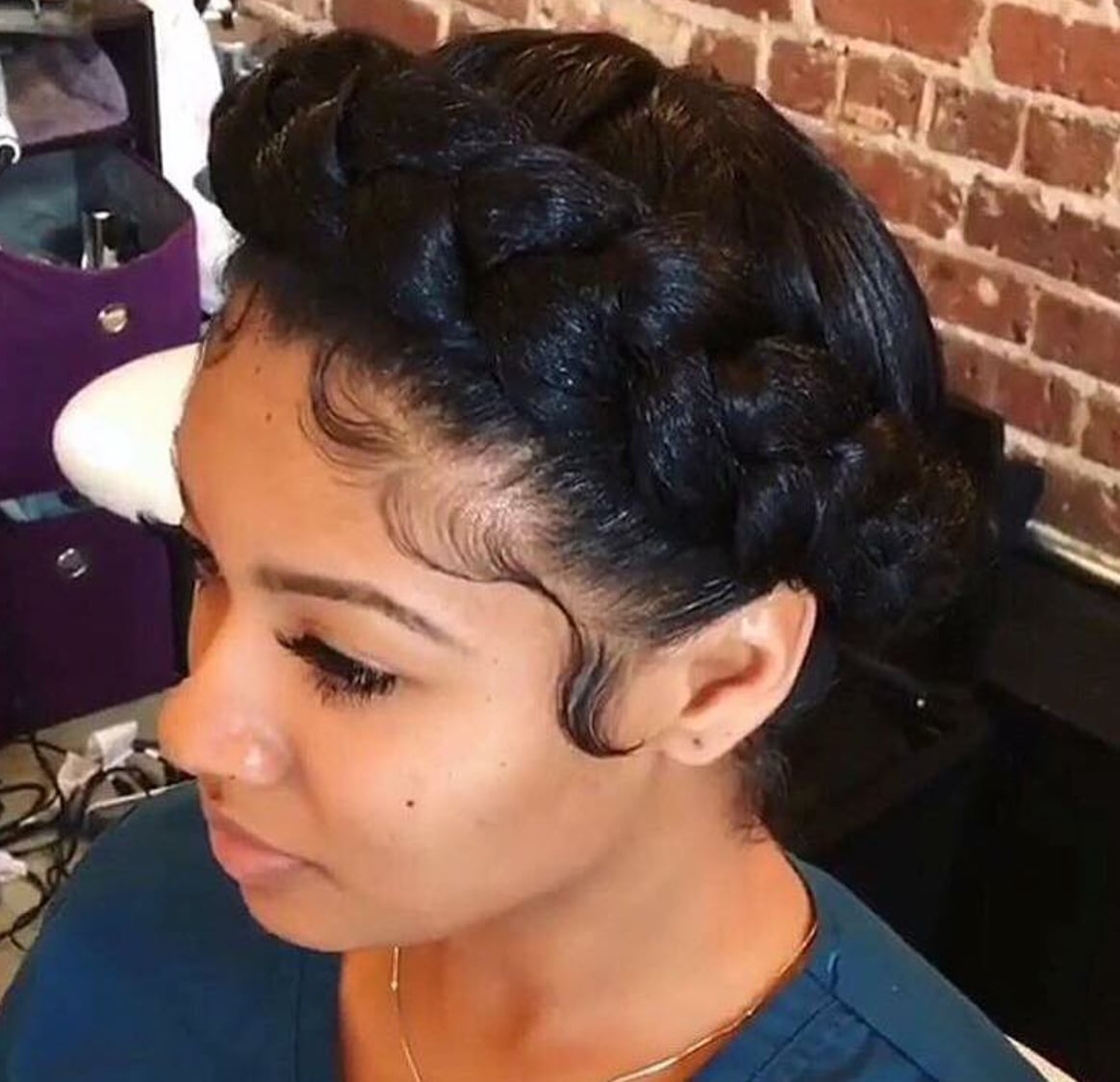 Chin Length Thick Coily Bold Crown Braid Chin Length Thick Coily Bold Crown Braid