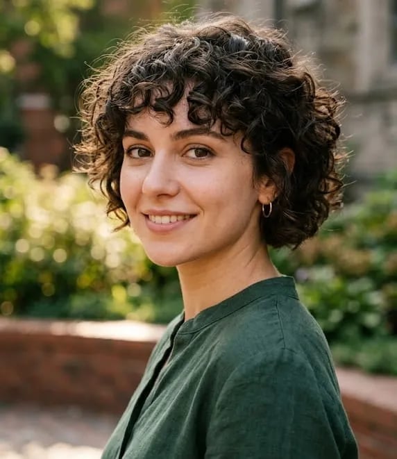 Chin Length Bob With Defined Curls, Side — Curly Bangs