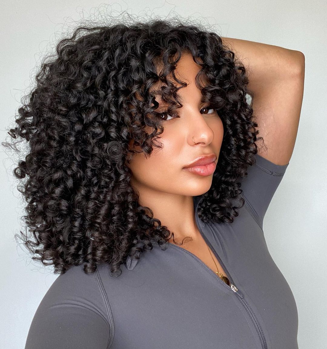 Shoulder Length Curly Hair With Soft Fringe — Curly Bangs