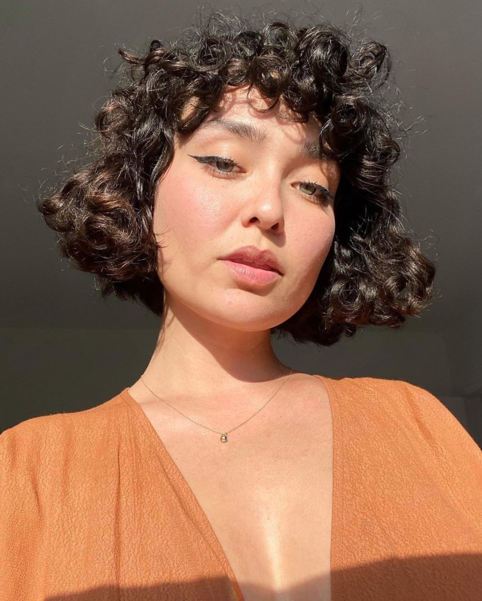 Chin Length Curly Bob Short Bangs Dark Brown Chin Length Curly Bob Short Bangs Dark Brown — Curly Bob Hairstyles