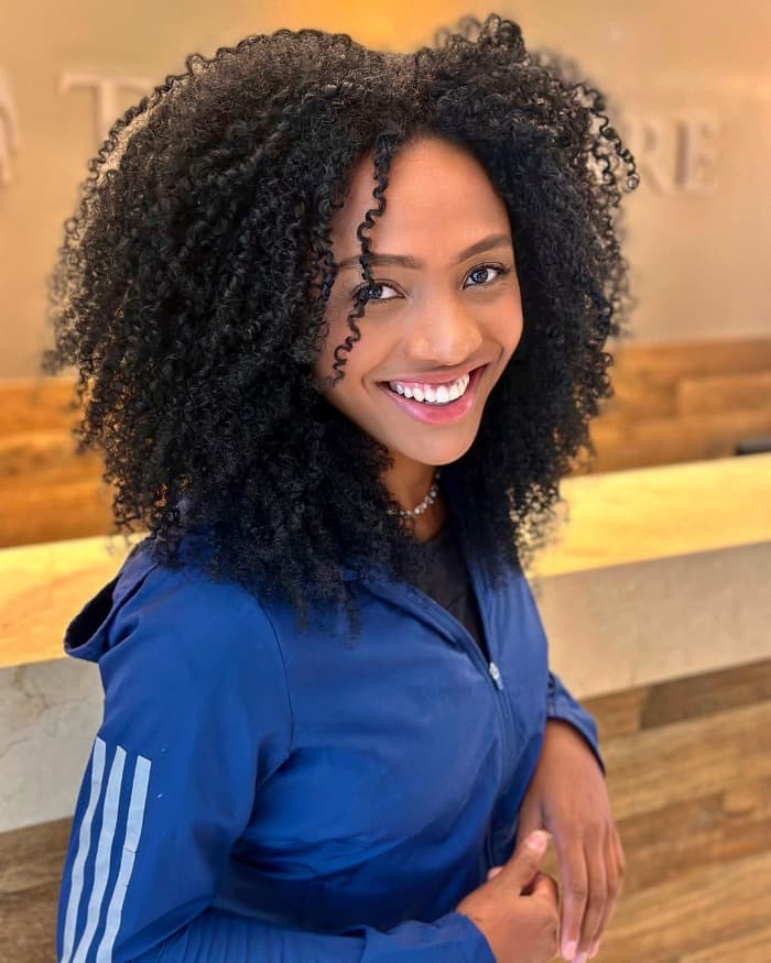 Shoulder Length Black Curly Volume, Layers Shoulder Length Black Curly Volume, Layers — Curly Hair