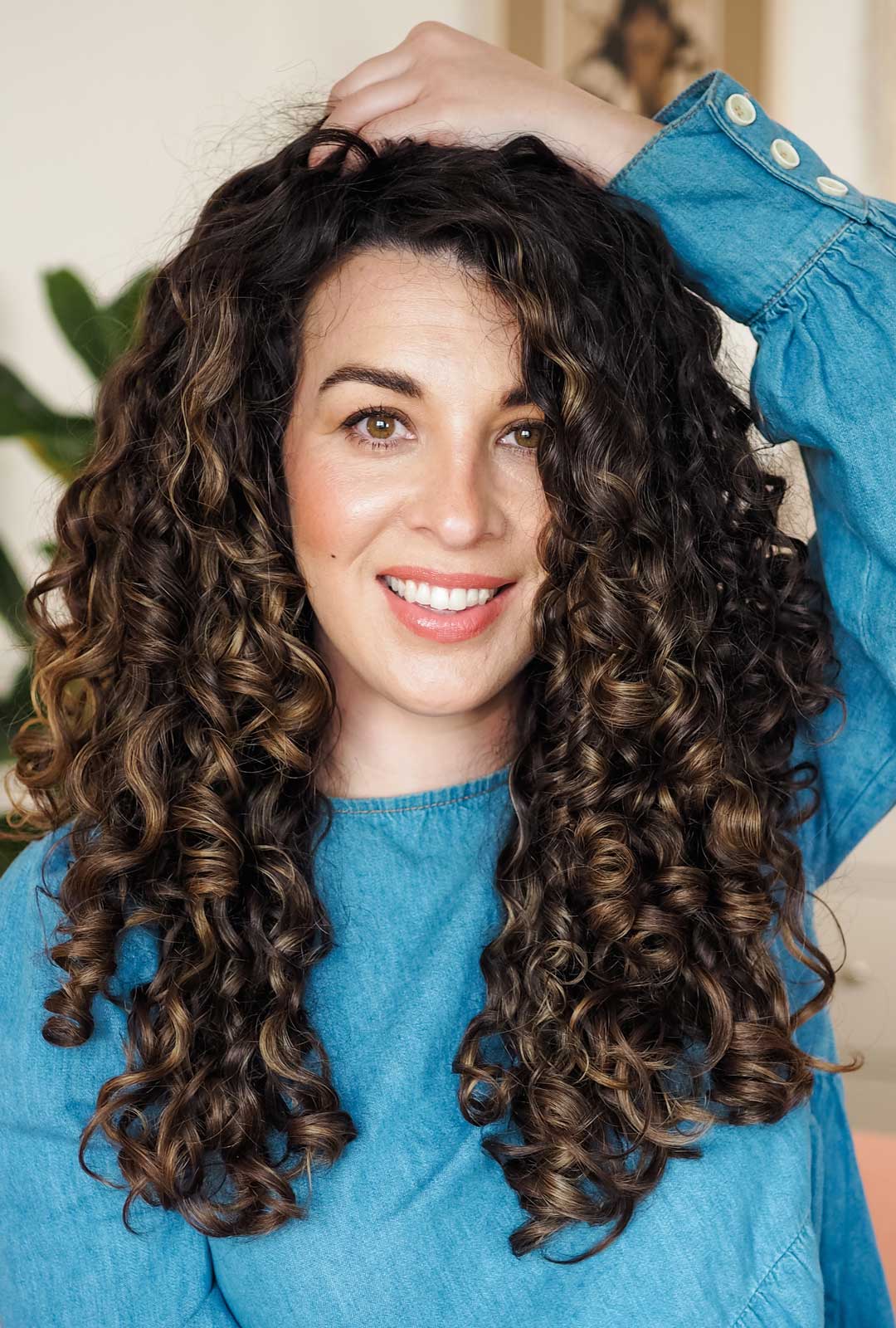 Long Layered Curls With Caramel Highlights, Mid-Back — Curly Hair Cuts