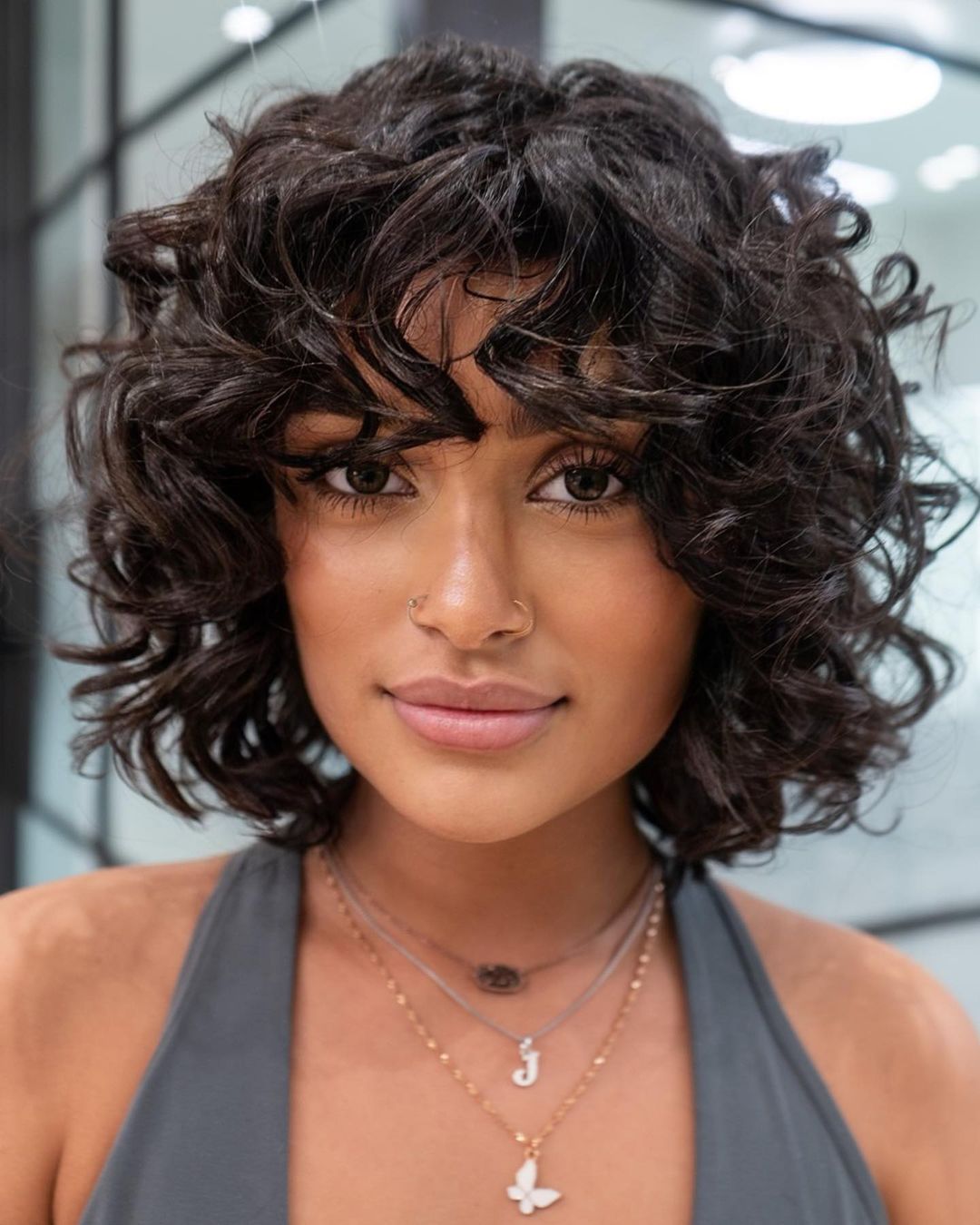 Layered Collarbone Lob With Dimension — Curly Hair Cutting