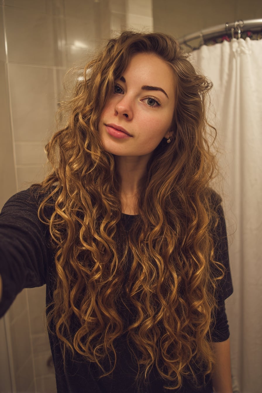 Mid-Back Long Layers Flowing Curls — Curly Hair Cutting