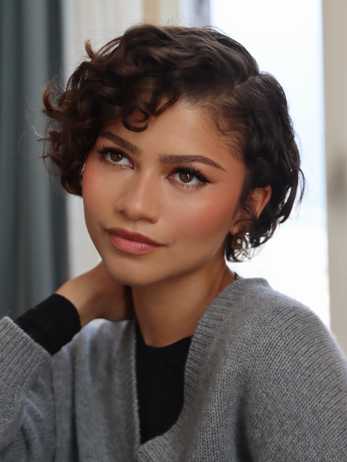 Short Layered Cut With Curly Bangs — Curly Hair Cutting