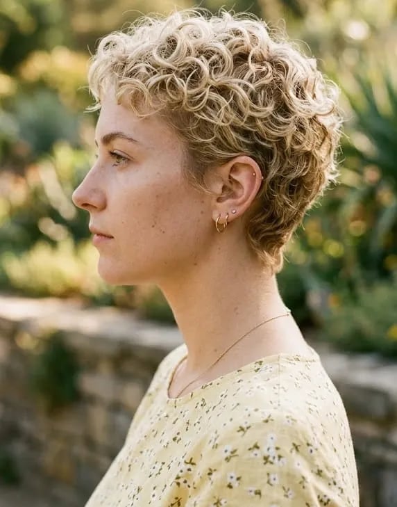 Short Curly Blonde Pixie Cut — Curly Hair Cutting