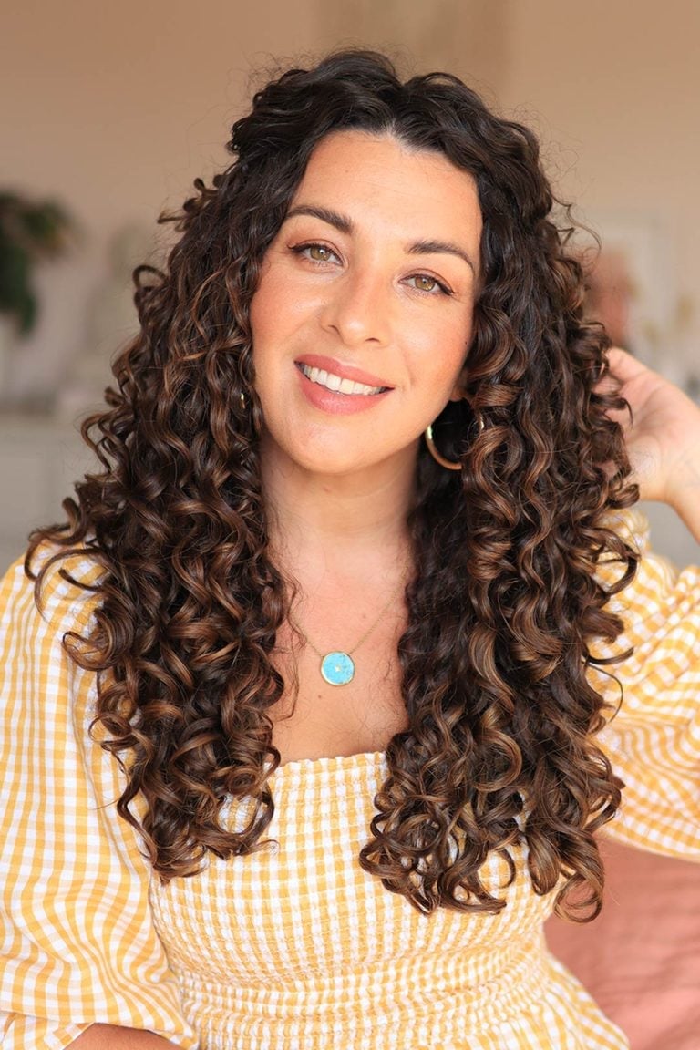 Mid-Back Layers With Caramel Highlights — Curly Hair Down