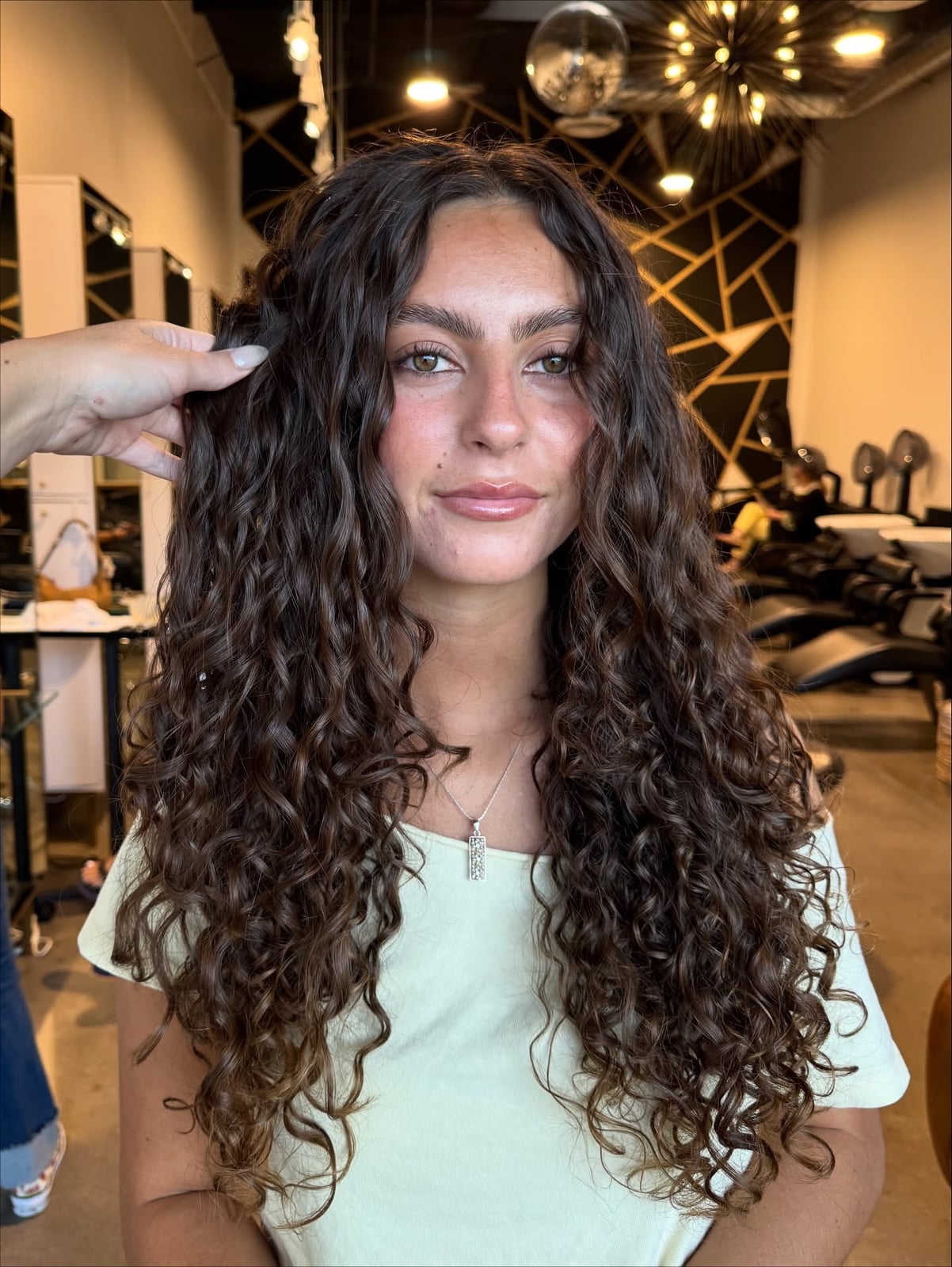 Mid-Back Voluminous Curls With Warm Highlights — Curly Hair Down