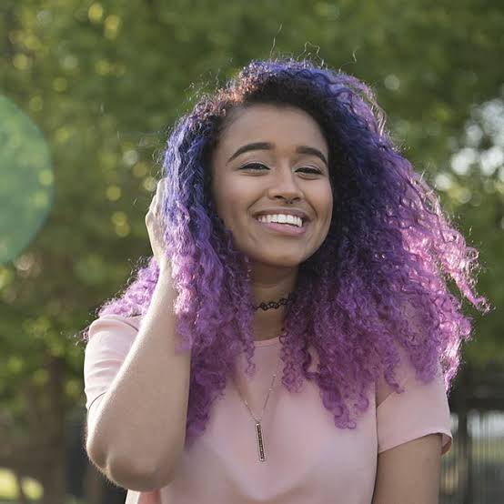 Shoulder Length Purple And Blue Ombre Curls — Curly Hair Dye
