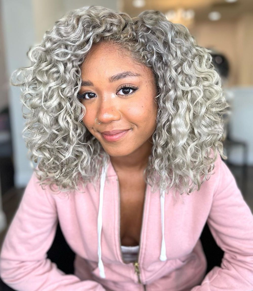Collarbone Ash Blonde Fine Curly Hair — Curly Hair Dye
