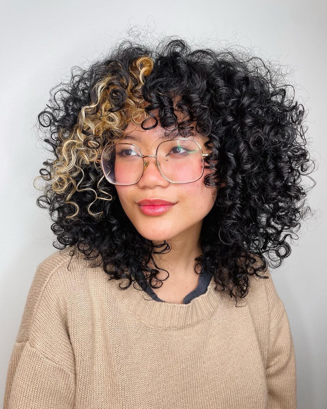 Mid-Back Copper Curls With Blonde Balayage — Curly Hair Dye