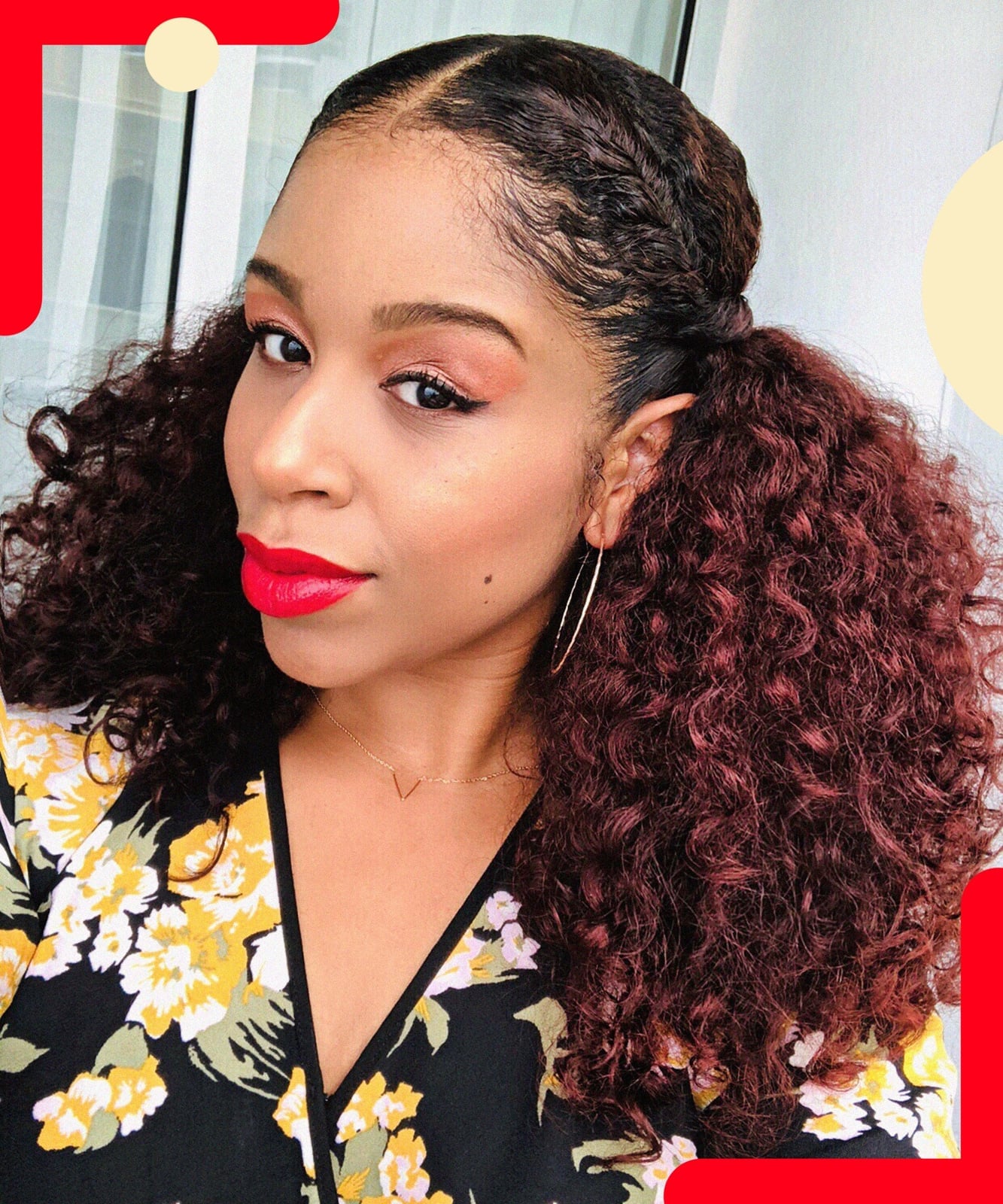 Mid-Back Dark Red Curls With Highlights — Curly Hair Dye