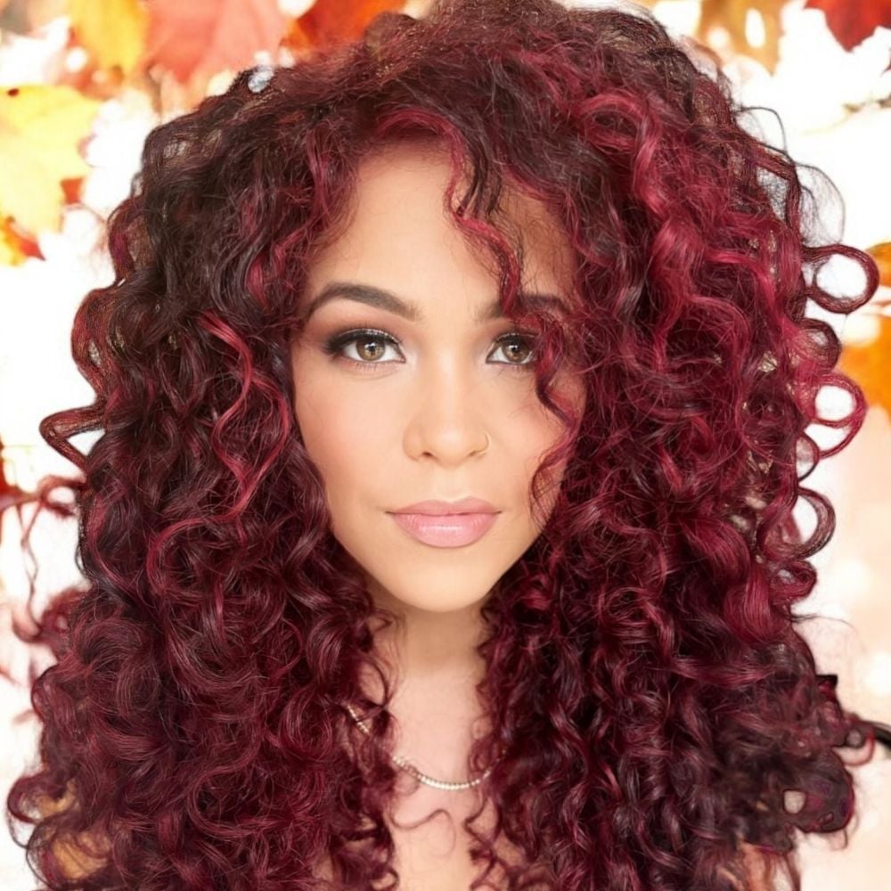 Vibrant Red Curls With Darker Roots — Curly Hair Dye