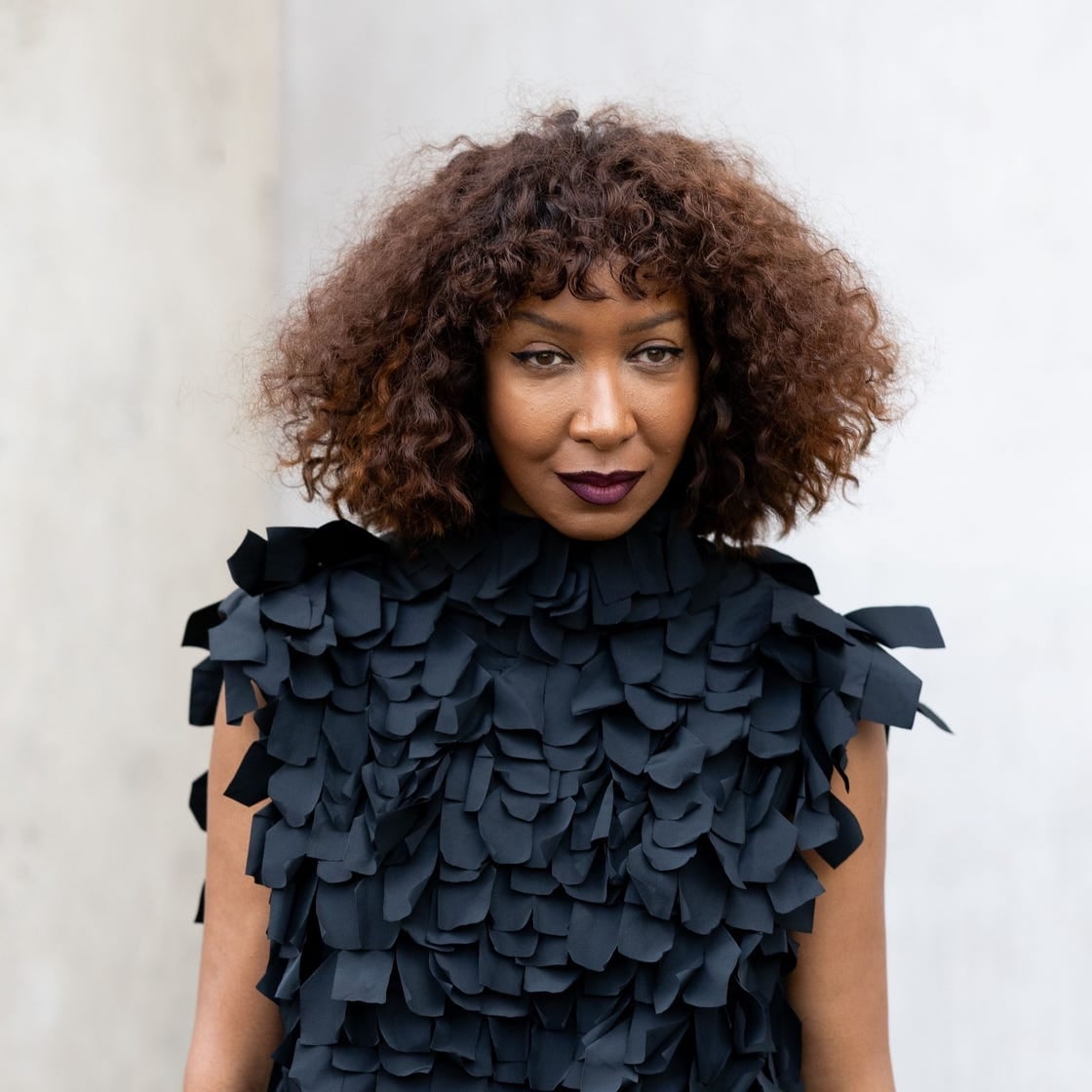 Collarbone Layers With Caramel Highlights — Curly Hair Layers