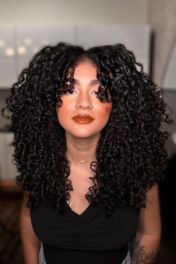 Shoulder Length Dark Brown With Highlights — Curly Hair Layers