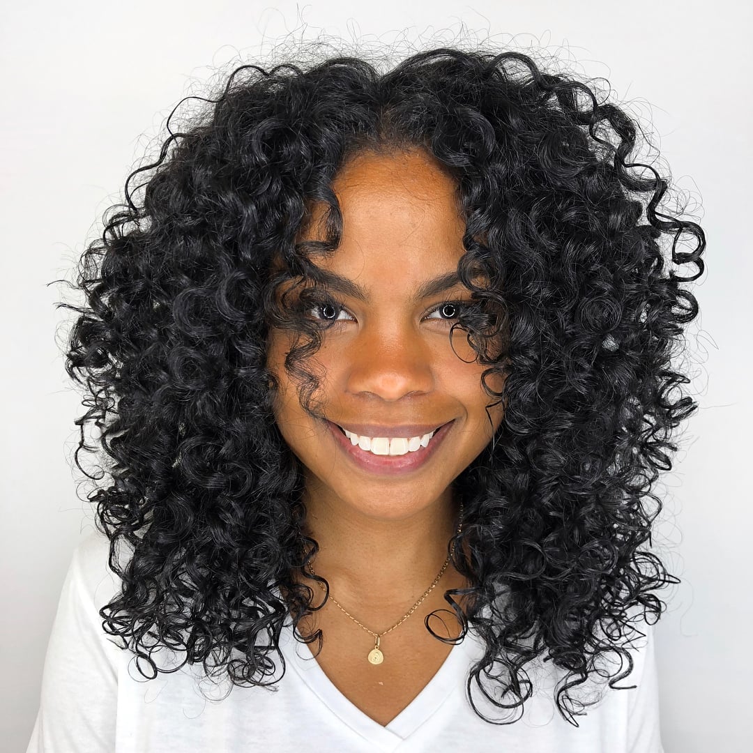 Shoulder Length Black Curly Layers — Curly Hair Layers