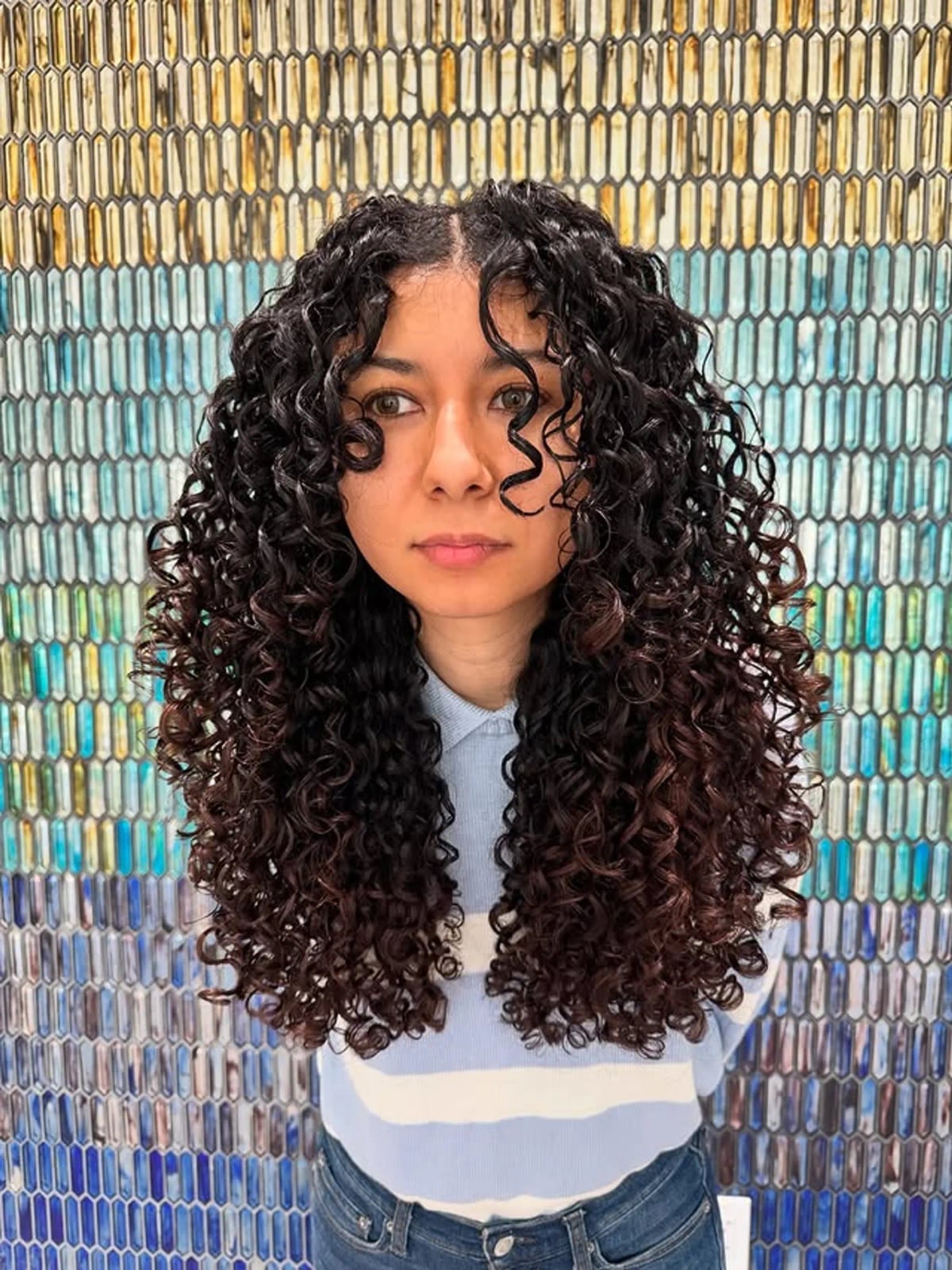 Mid-Back Layers With Curtain Bangs — Curly Hair Layers