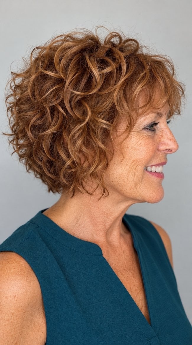 Auburn Curly Bob With Bouncy Layers — Curly Hair Layers