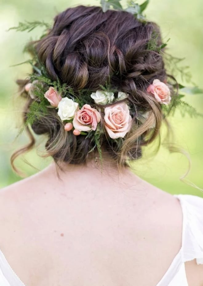 Dark Brown Updo With Crystal Hairpiece Dark Brown Updo With Crystal Hairpiece — Curly Hair Wedding