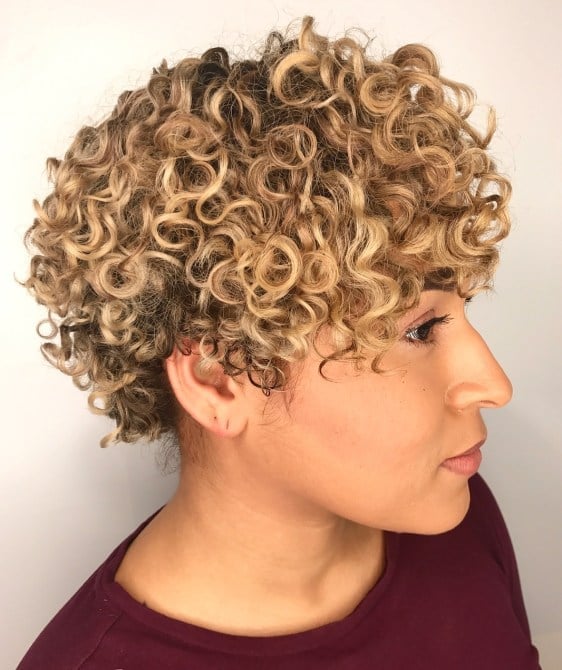 Short Pixie With Blonde Highlights On Blonde Base and Air Dried Short Pixie With Blonde Highlights On Blonde Base and Air Dried — Curly Highlights