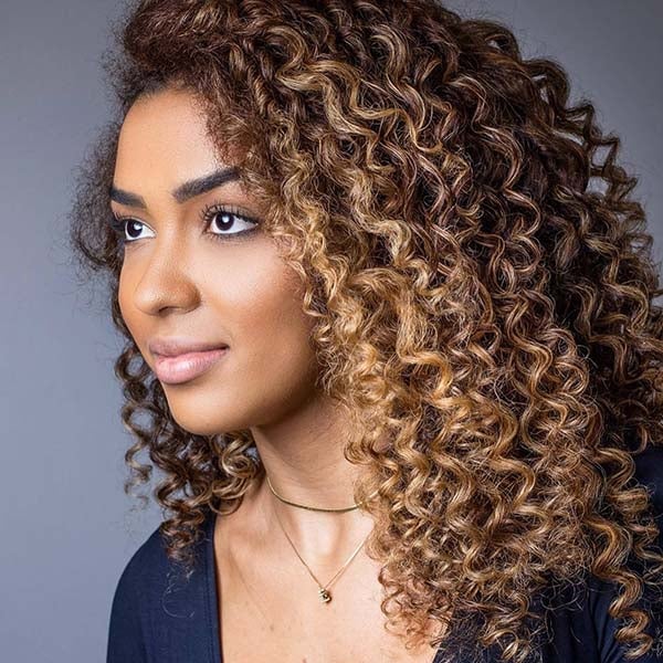 Shoulder Length Dark Brown With Auburn Highlights Shoulder Length Dark Brown With Auburn Highlights — Curly Highlights