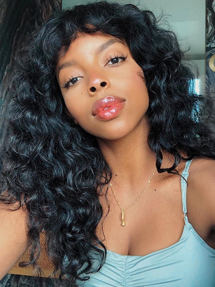 Mid-Back Curly Shag With Soft Curtain Bangs