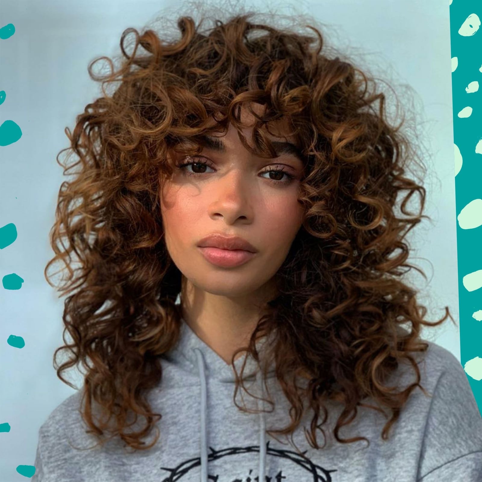 Mid-Back Curly Shag With Balayage