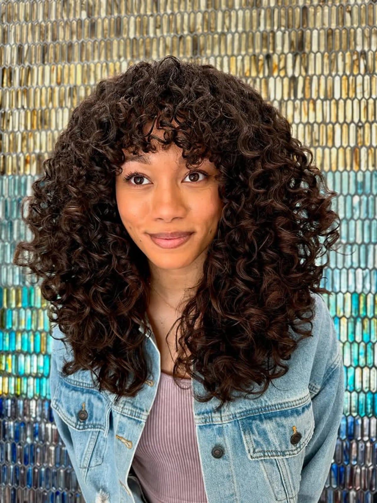 Mid-Back Shag With Full Bangs — Curly Shag