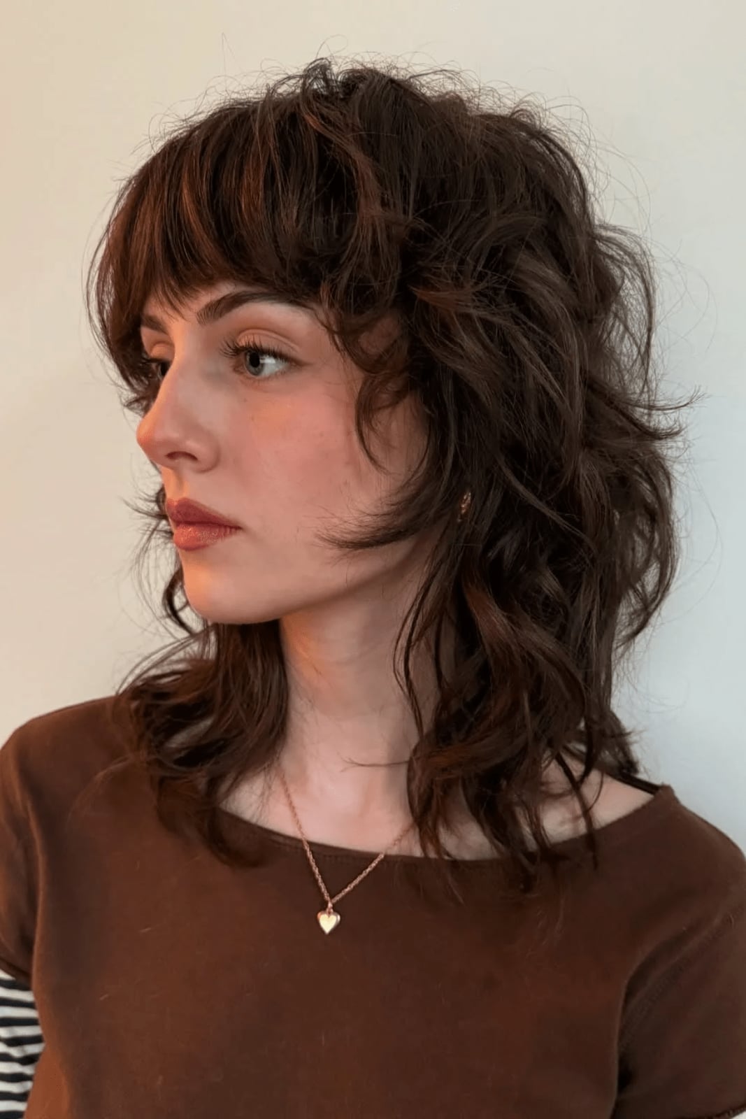 Shoulder Wavy Shag With Choppy Bangs — Curly Shag
