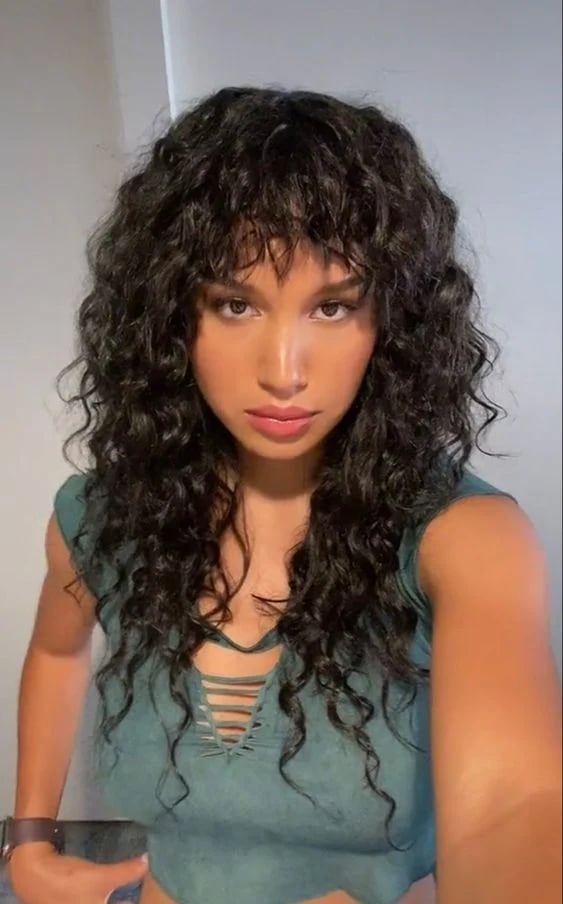 Collarbone Shag With Wispy Bangs — Curly Wolf Cut