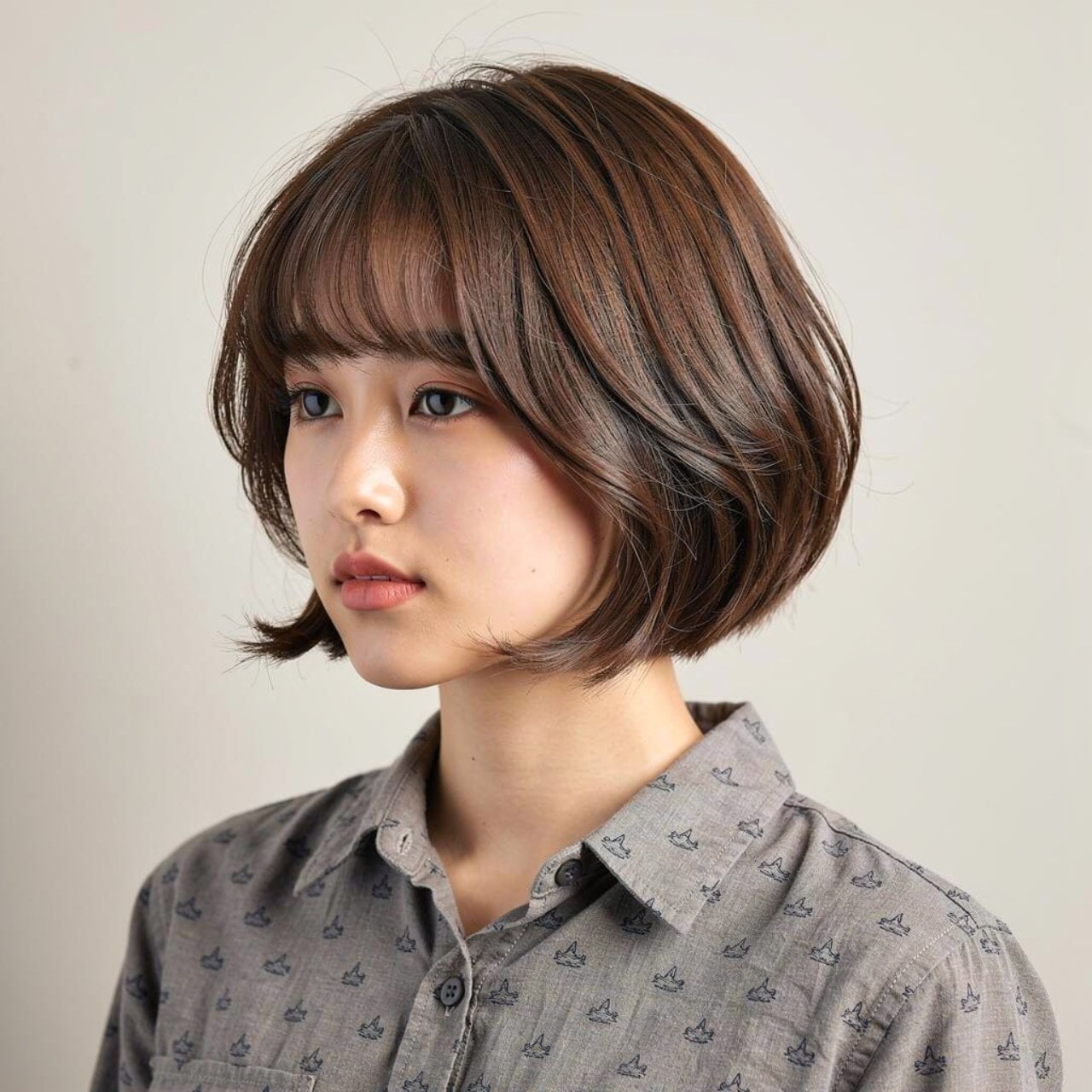 Ash Blonde Bob With Textured Layers — Curtain Bangs Short