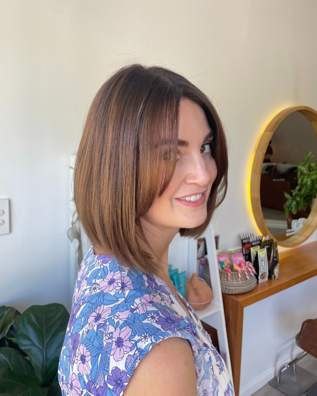 Honey Blonde Layered Bob — Curtain Bangs Short