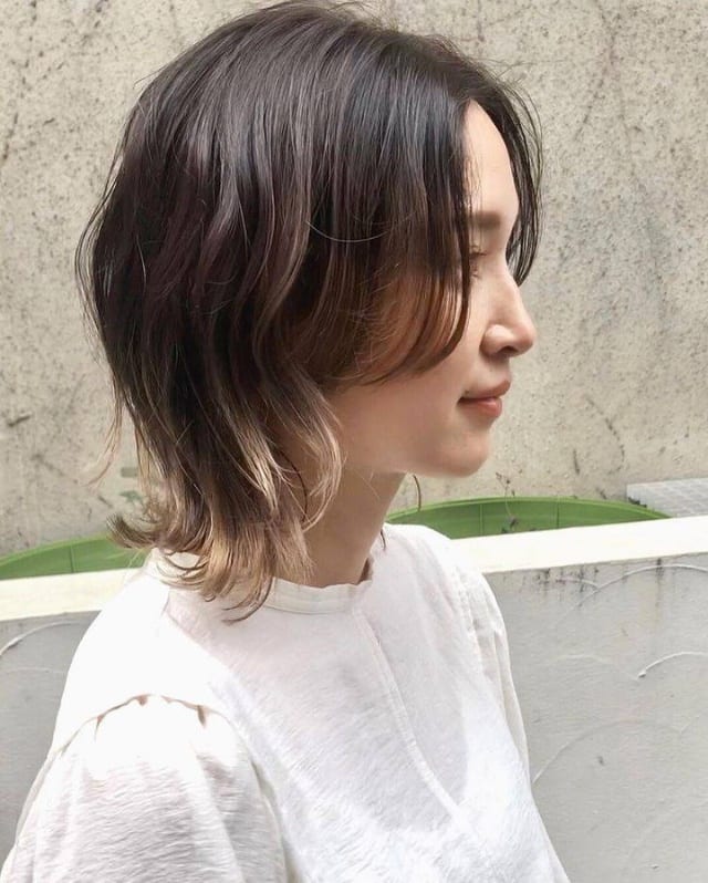 Dark Brown Chin Bob Air Dried — Curtain Bangs Short